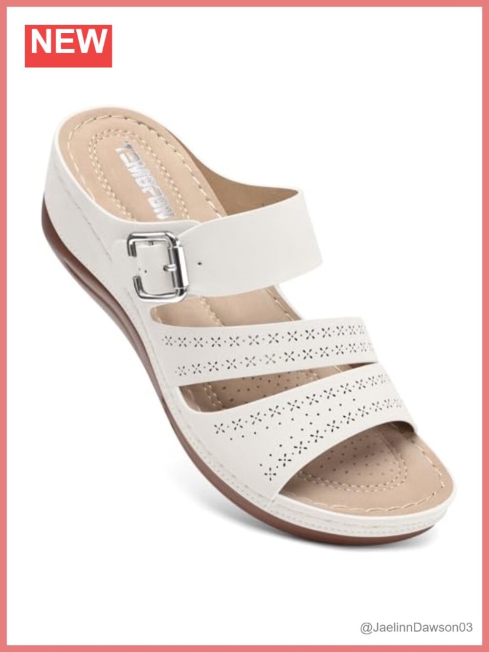PU Leather Arch Support Wedge Sandals, Slip On Casual Dressy Sandals, All-Day